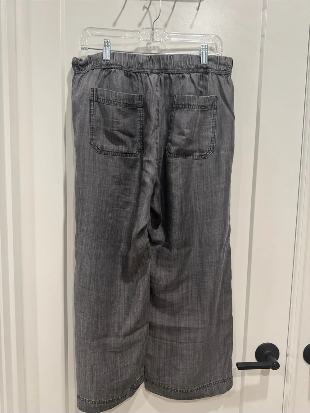 Splendid Drawstring Wide-Leg light charcoal grey cropped pants size L - Picture 3 of 7